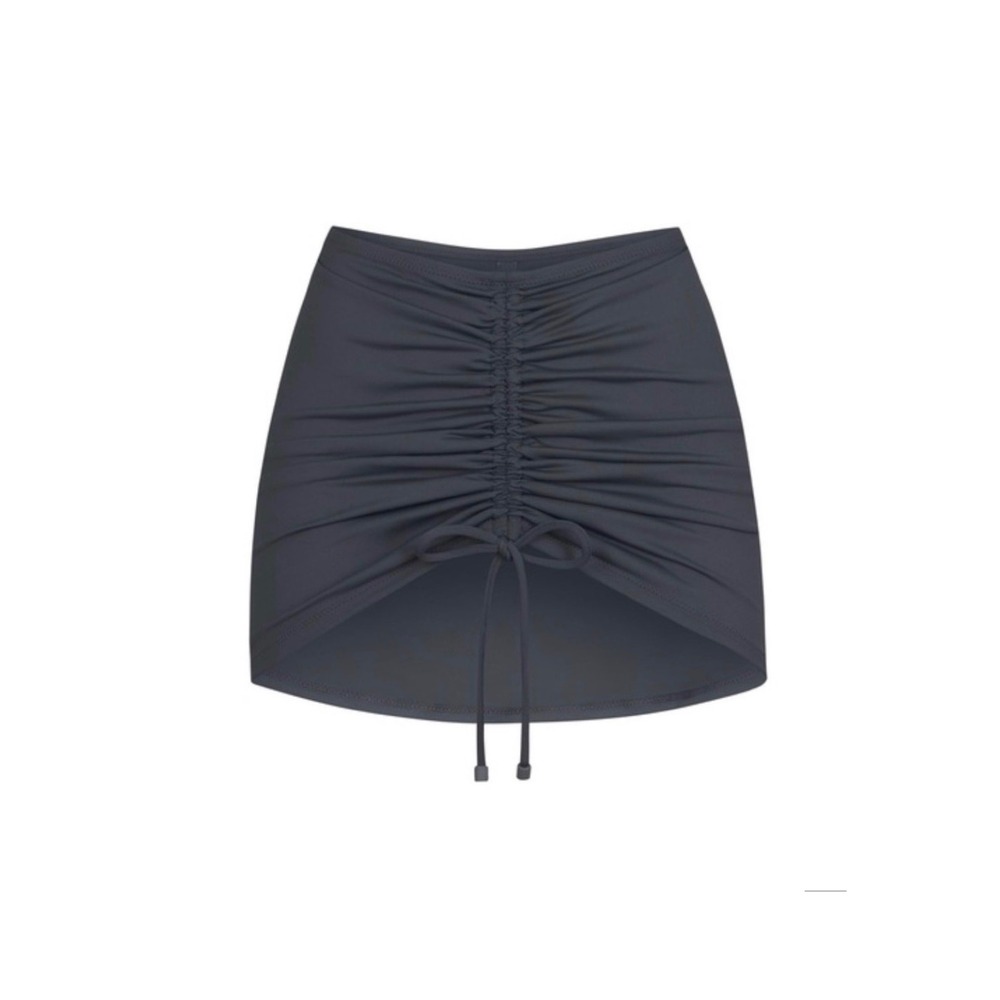 SKIMS Recycled Swim Ruched Mini Skirt Gunmetal‎ Grey XL CU-SKT-2796 NEW